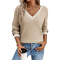 Womens Sweaters Long Sleeve V neck Warm Pullover Knit Tops 2025 Casual Trendy Soft Comfort Lightweight