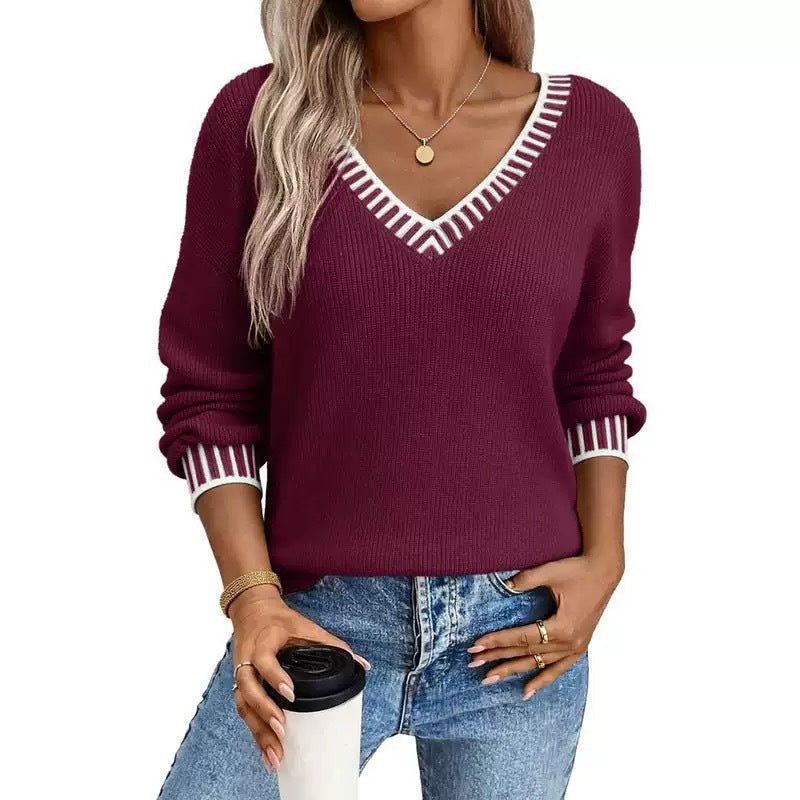 Womens Sweaters Long Sleeve V neck Warm Pullover Knit Tops 2025 Casual Trendy Soft Comfort Lightweight