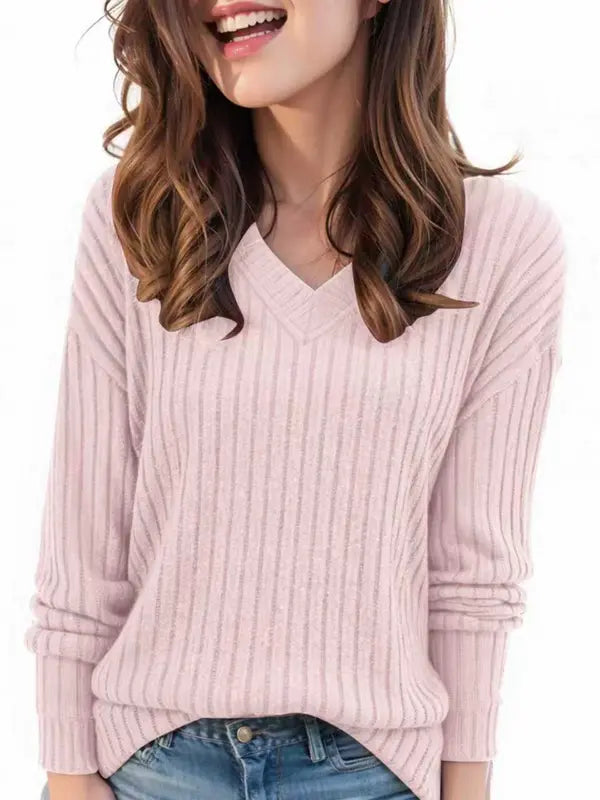 Women's Casual V-neck Classic Comfort Wool Sweater