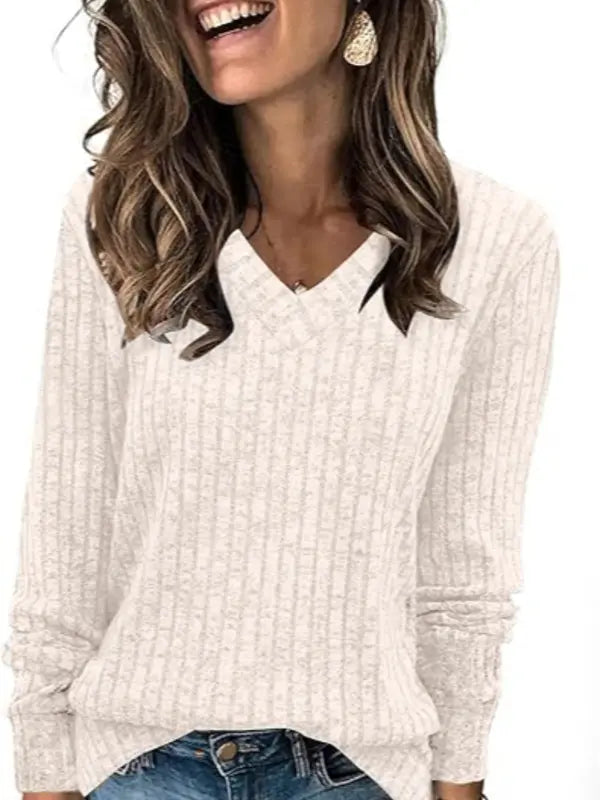 Women's Casual V-neck Classic Comfort Wool Sweater