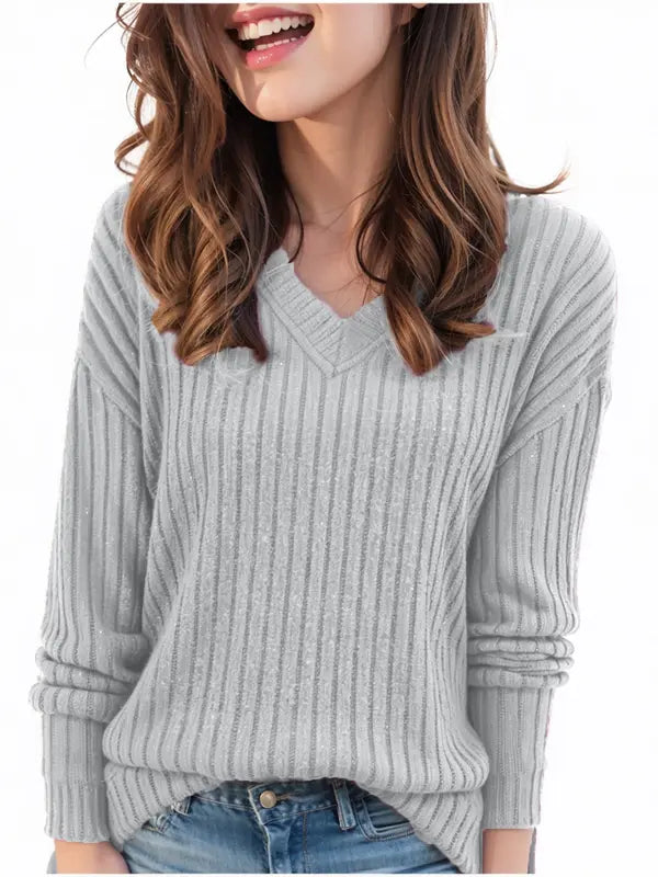 Women's Casual V-neck Classic Comfort Wool Sweater