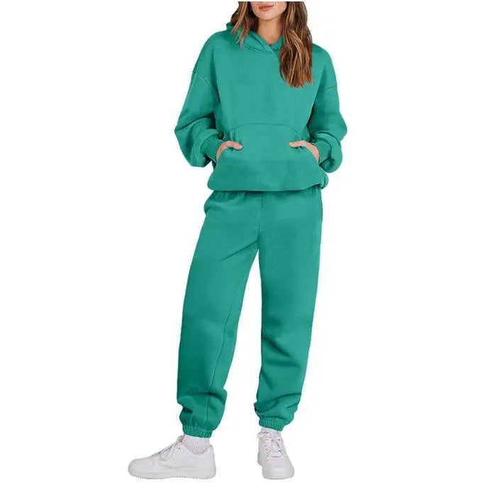 Womens 2 Piece Outfits Long Sleeve Hoodie Casual Oversized  Basic Cozy Jogger Sweatpants Y2K Comfortable Tracksuit Sweatsuit Set
