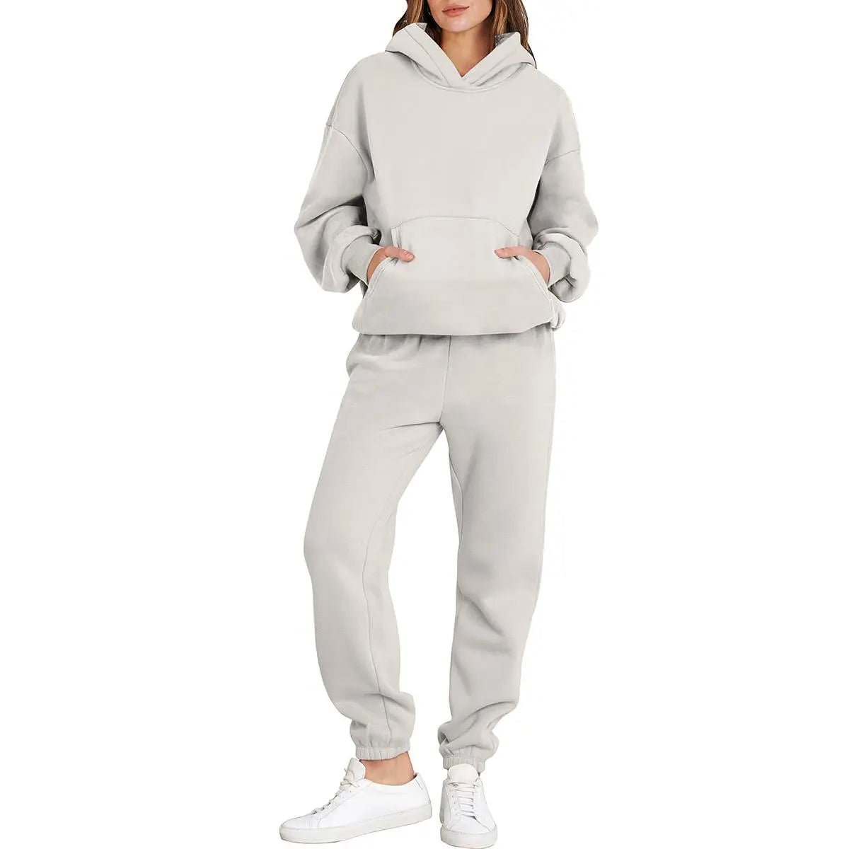 Womens 2 Piece Outfits Long Sleeve Hoodie Casual Oversized  Basic Cozy Jogger Sweatpants Y2K Comfortable Tracksuit Sweatsuit Set