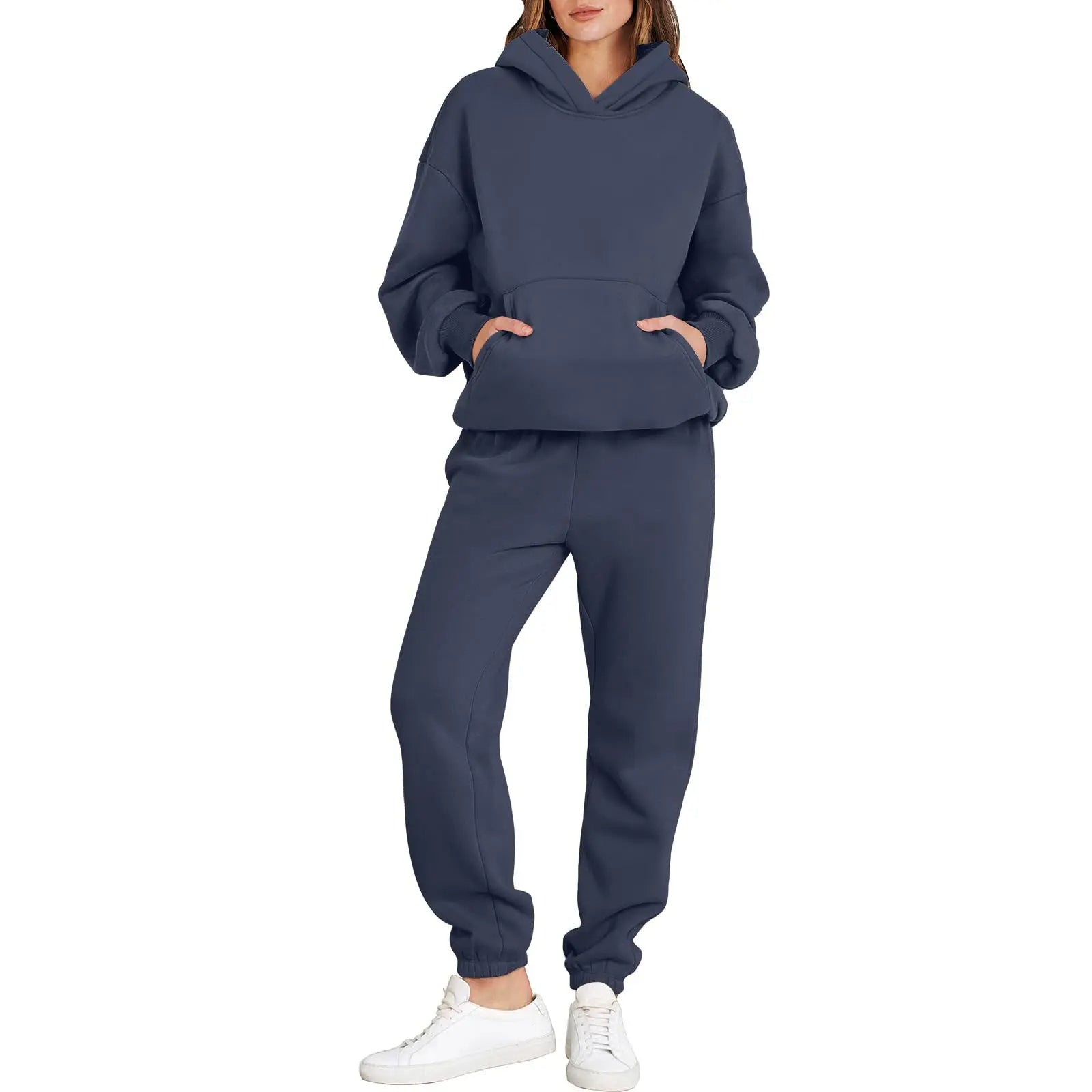 Womens 2 Piece Outfits Long Sleeve Hoodie Casual Oversized  Basic Cozy Jogger Sweatpants Y2K Comfortable Tracksuit Sweatsuit Set