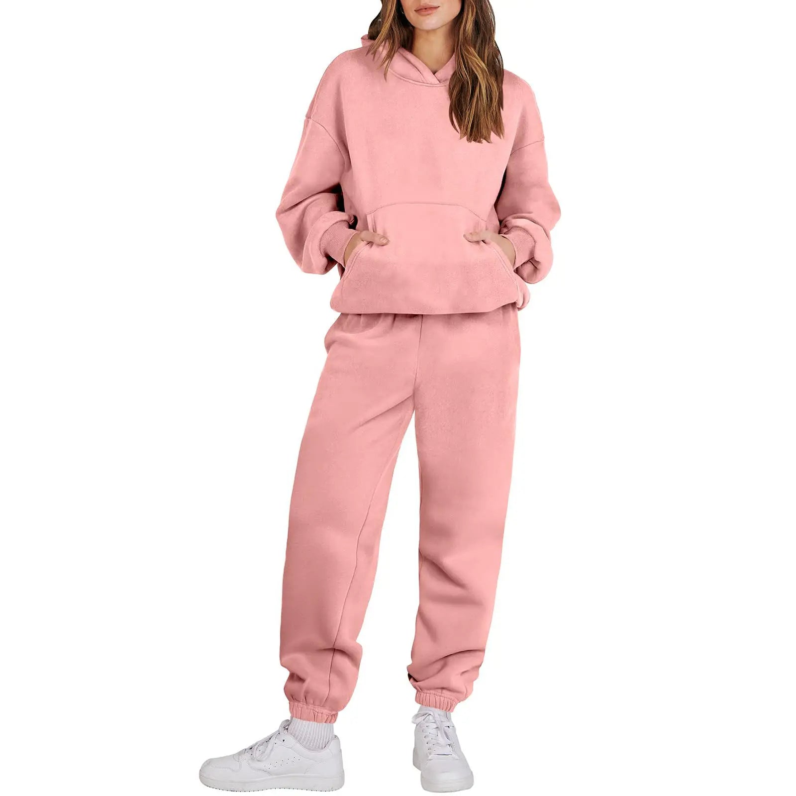 Womens 2 Piece Outfits Long Sleeve Hoodie Casual Oversized  Basic Cozy Jogger Sweatpants Y2K Comfortable Tracksuit Sweatsuit Set