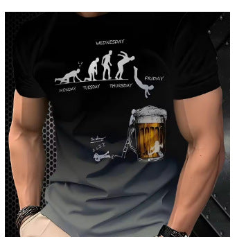 KZZ Men's 3D Printed Beer Evolution Graphic Tee