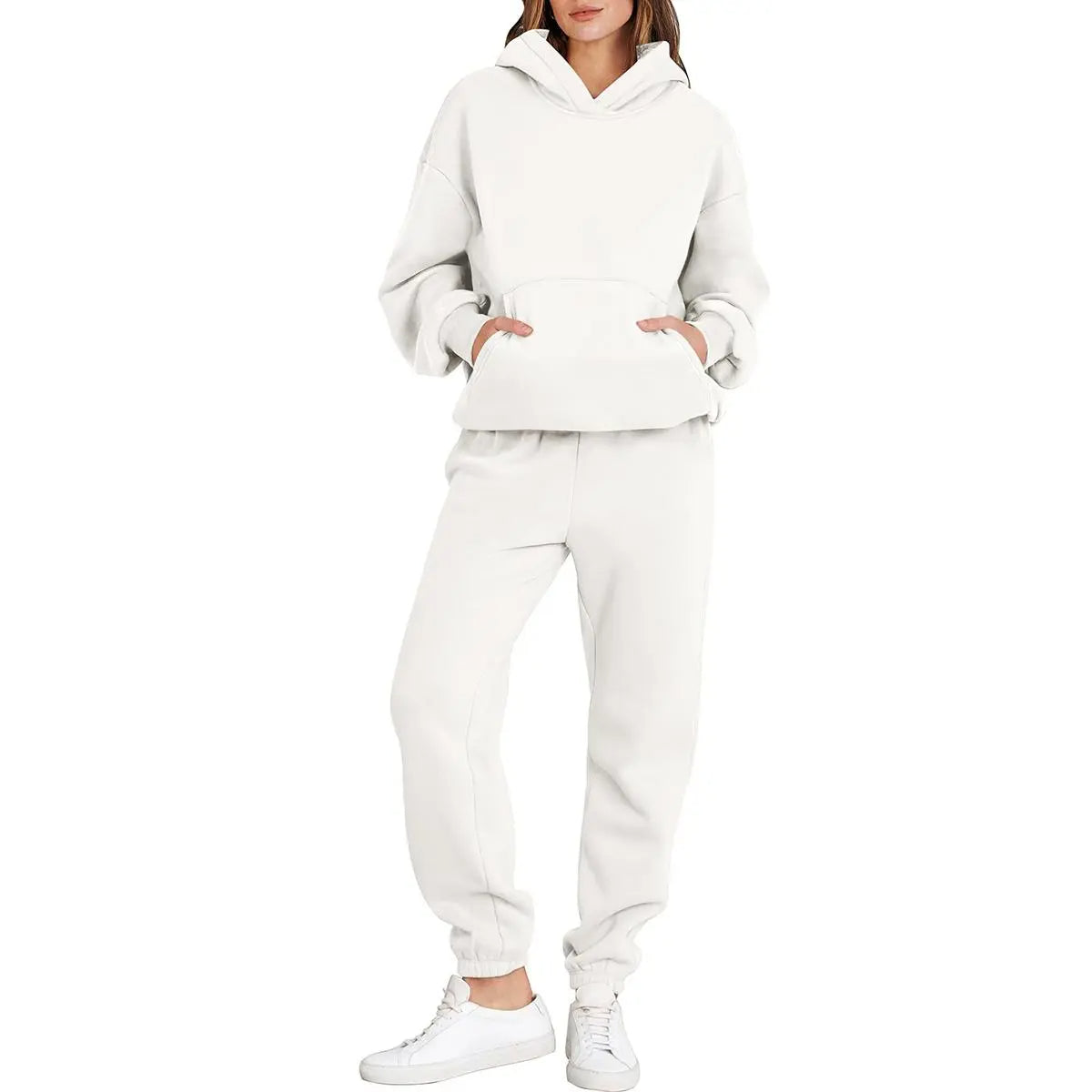 Womens 2 Piece Outfits Long Sleeve Hoodie Casual Oversized  Basic Cozy Jogger Sweatpants Y2K Comfortable Tracksuit Sweatsuit Set